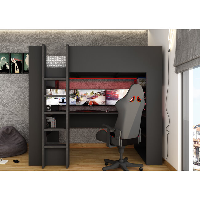 Trasman Hoogslaper The Cube Gamingbed - Antraciet