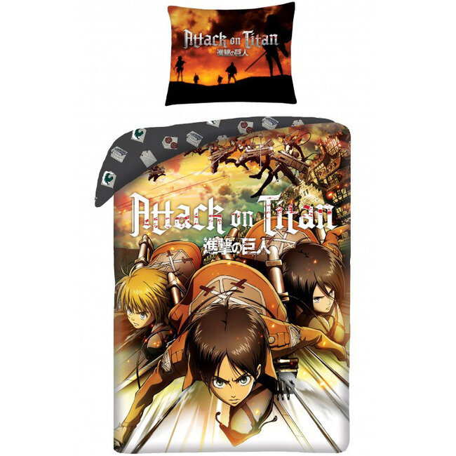 MerchandiseFever Attack on Titan Dekbedovertrek, Eren - 140 x 200 cm + 70 x 90 cm - Katoen