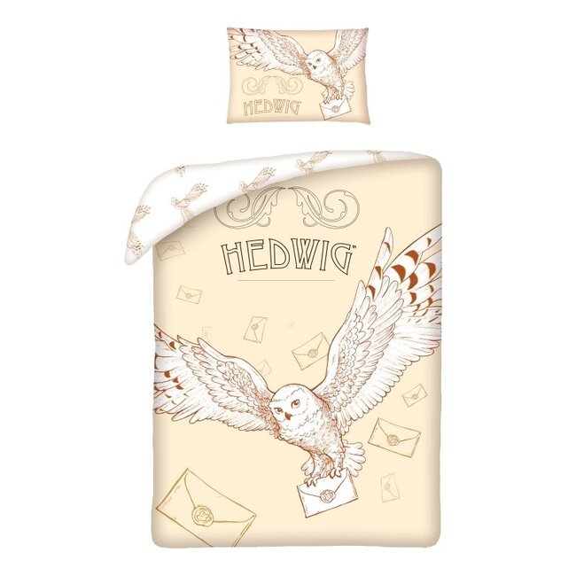 MerchandiseFever Harry Potter Baby Dekbedovertrek, Hedwig - 100 x 135 cm + 40 x 60 cm - Katoen