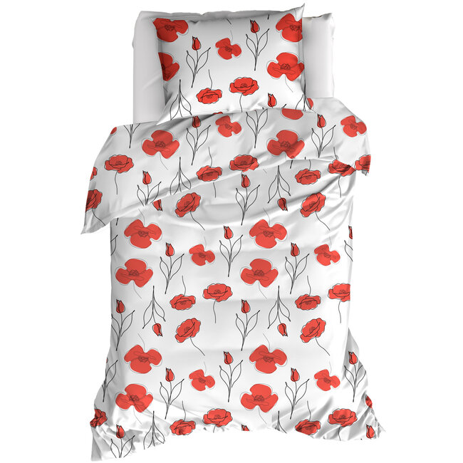 MerchandiseFever Moodit Dekbedovertrek, Odil Papaver - 140 x 220 + 60 x 70 cm - Katoen