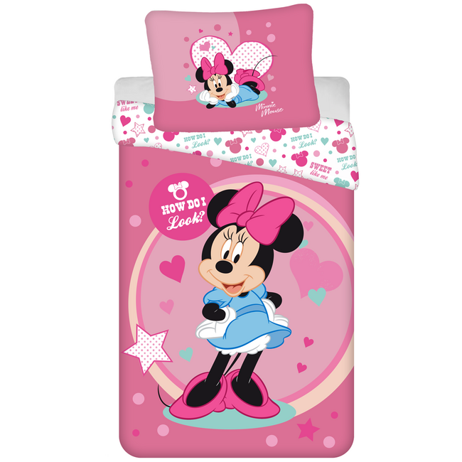 MerchandiseFever Disney Minnie Mouse Dekbedovertrek, Looks - 140 x 200 cm / 70 x 90 cm - Polyester
