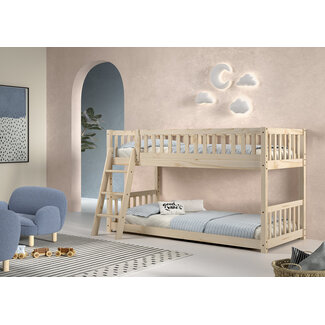 Vipack Stapelbed montessori Ronald  Natuur 90x200 - 122 cm hoog