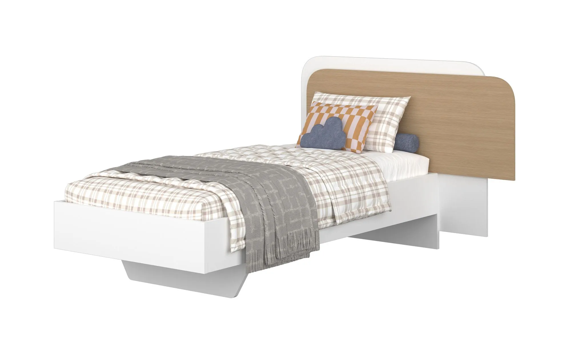 Kinderbed 1-persoons Doze 90x200 cm- Wit/ Lichteiken Bed
