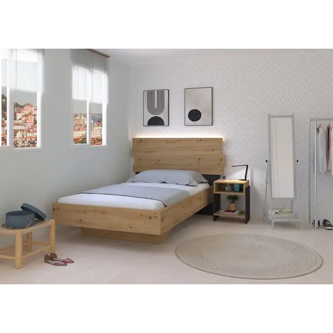 Trasman Kinderbed Doze twijfelaar 120x200 cm- Eikenkleur