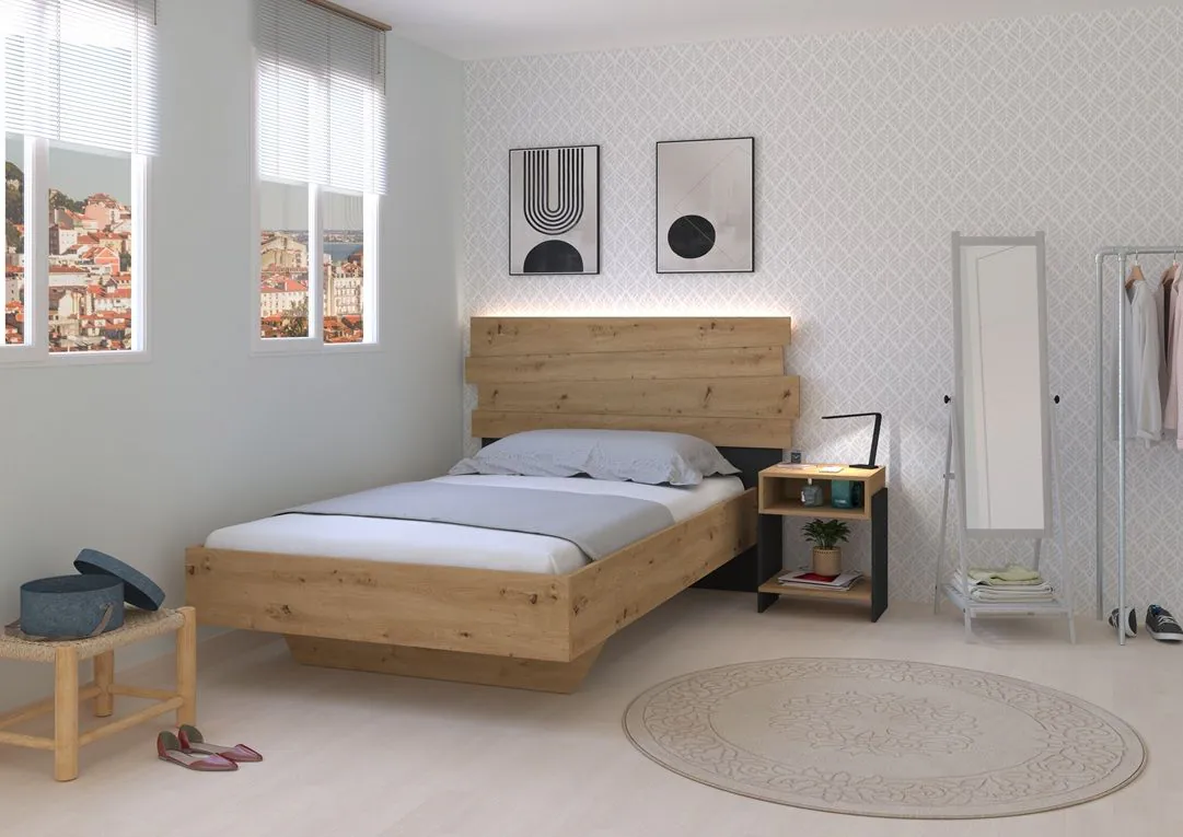 Kinderbed 1-persoons Doze 90x200 cm- Lichteiken Bed