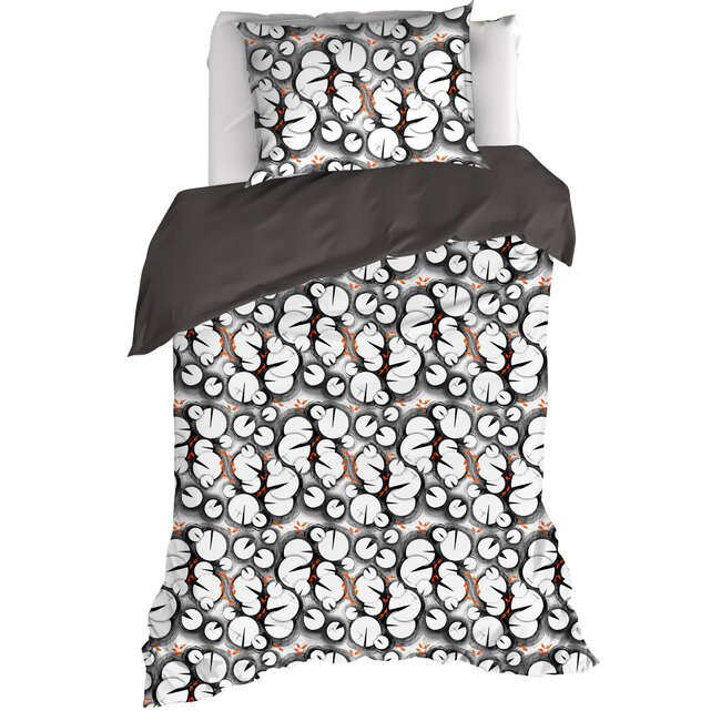 MerchandiseFever De Witte Lietaer Dekbedovertrek Lilypad, Black - Eenpersoons - 140 x 220 cm + 60 x 70 cm - Katoen Percal