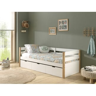 Vipack Vipack Kajuitbed Magrit- 90x200 cm- Wit/natuur - met slaaplade