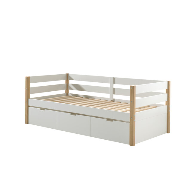 Vipack Vipack Kajuitbed Magrit- 90x200 cm- Wit/natuur- met slaaplade