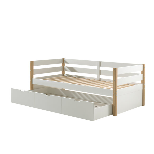 Vipack Vipack Kajuitbed Magrit- 90x200 cm- Wit/natuur- met slaaplade