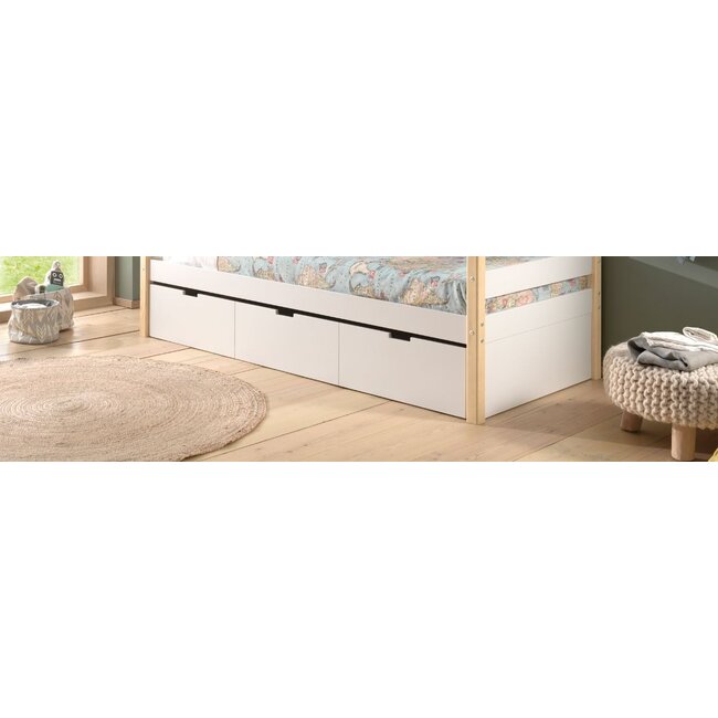 Vipack Vipack Kajuitbed Magrit- 90x200 cm- Wit/natuur- met slaaplade