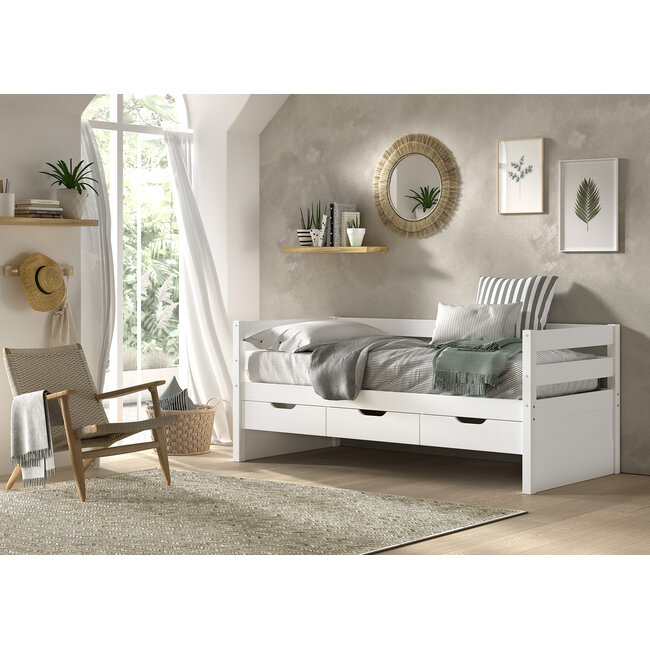 Vipack Vipack Kajuitbed Magrit- 90x200 cm- Wit - met opberglades