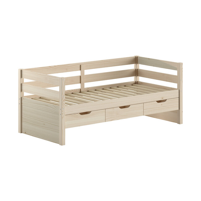 Vipack Vipack Kajuitbed Magrit- 90x200 cm- Milky Pine - met opberglades