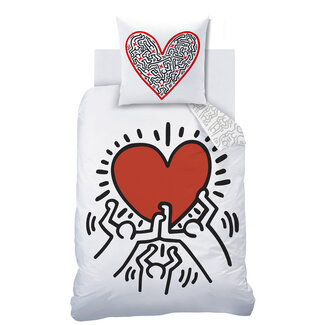 MerchandiseFever Keith Haring Dekbedovertrek Red Love - Katoen - Topkwaliteit