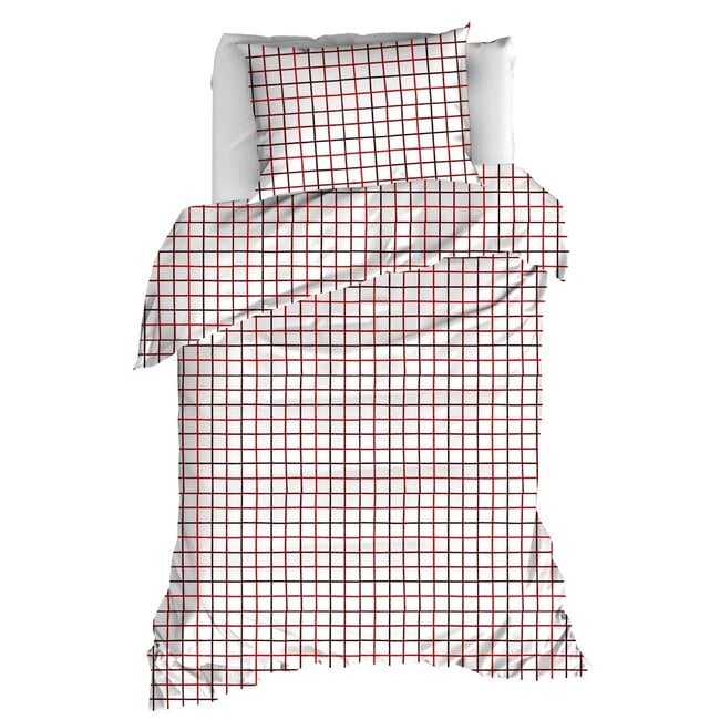 MerchandiseFever Moodit Dekbedovertrek Odil Rhombus Ruby Red - 140 x 200/220 + 60 x 70 cm - Rood - Katoen
