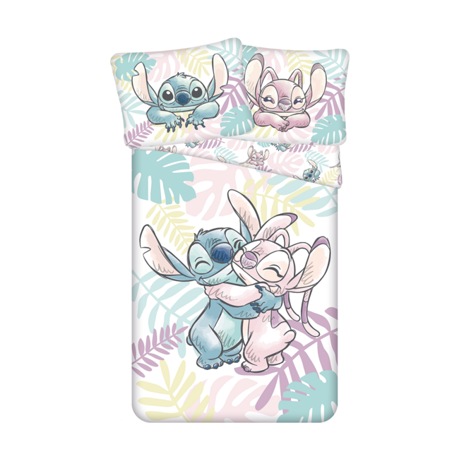 MerchandiseFever Disney Lilo & Stitch Dekbedovertrek, Leaves - Eenpersoons - 140 x 200 cm / 70 x 90  cm - Katoen