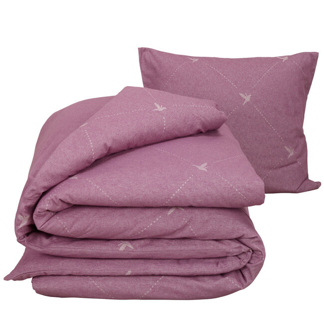 MerchandiseFever De Witte Lietaer Dekbedovertrek Katoen Flanel, Piper Lilac - 140 x 200/220 + 60 x 70 cm