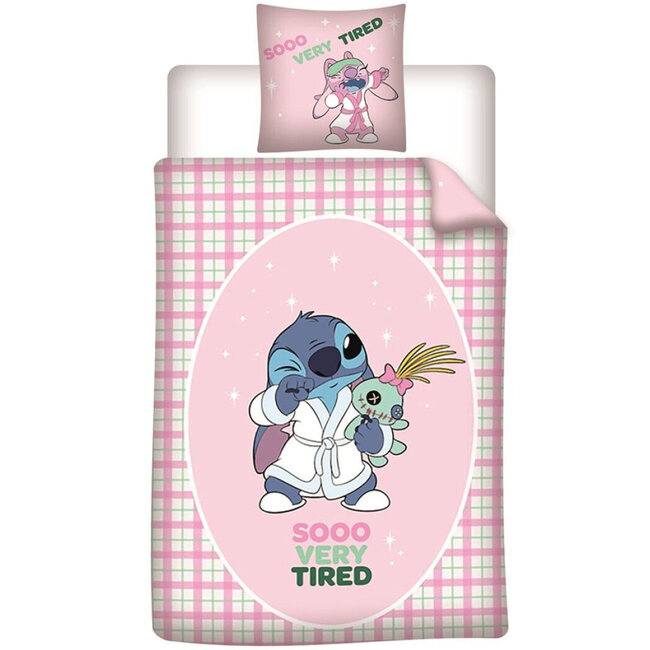 MerchandiseFever Disney Lilo & Stitch Dekbedovertrek Very Tired - 140 x 200 + 65 x 65 cm - Polykatoen