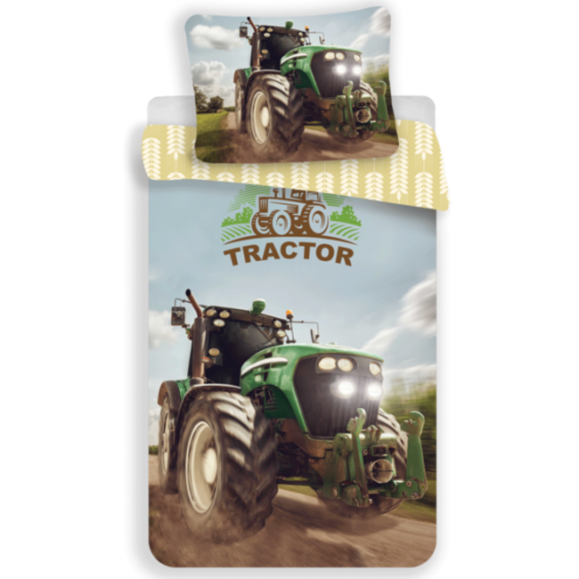 MerchandiseFever Sweet Home Dekbedovertrek, Tractor - Eenpersoons - 140 x 200 cm / 70 x 90 cm - Katoen