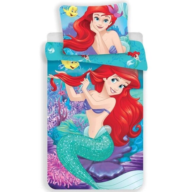 MerchandiseFever Disney Kleine Zeemeermin Dekbedovertrek, Ariël - 140 x 200 cm + 70 x 90 cm - Katoen