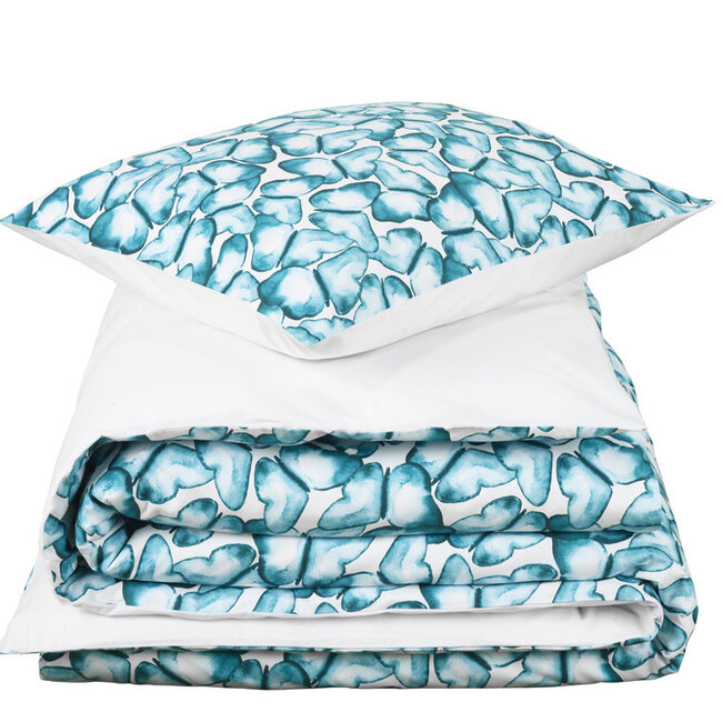 MerchandiseFever De Witte Lietaer Dekbedovertrek Acana, Pool Green - Eenpersoons - 140 x 220 cm + 60 x 70 cm - Katoen Percal