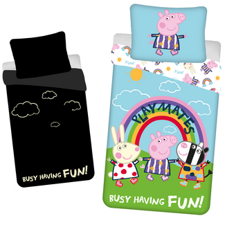 MerchandiseFever Peppa Pig Dekbedovertrek Glow in the Dark Playmates - Katoen