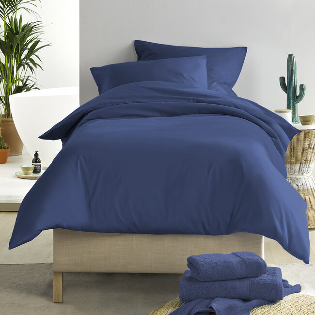 MerchandiseFever De Witte Lietaer Dekbedovertrek, Olivia Blue Indigo - 140 x 200/220 + 60 x 70 cm - Katoen Satijn