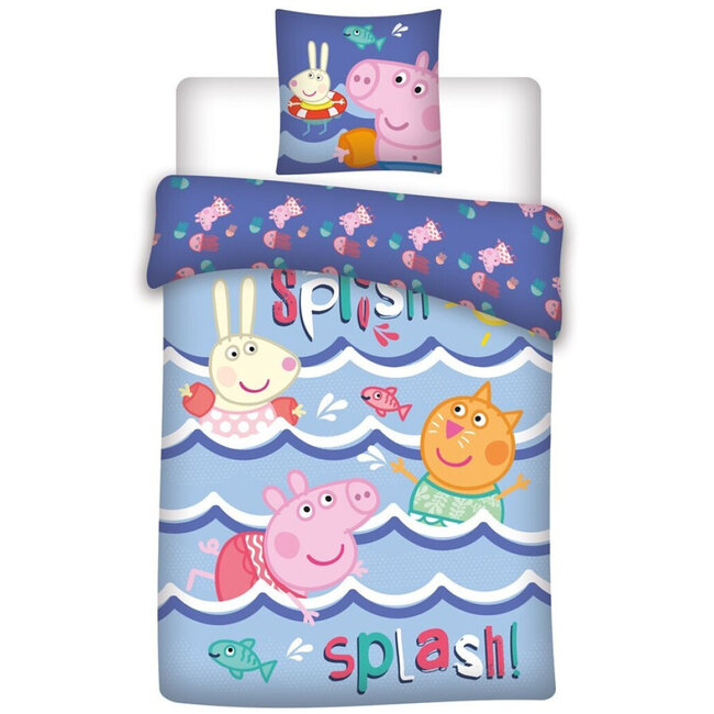 MerchandiseFever Peppa Pig Dekbedovertrek Splash - 140 x 200 cm / 65 x 65 cm - Polykatoen