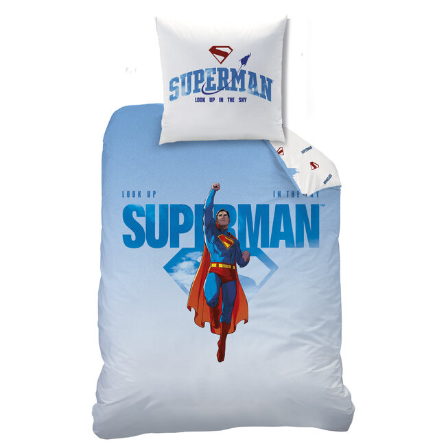 MerchandiseFever Superman Dekbedovertrek Look Up - 140 x 200 + 63 x 63 cm - Katoen