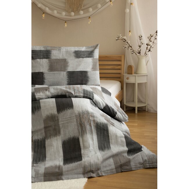 MerchandiseFever Sweet Home Dekbedovertrek, Brush Strokes - Eenpersoons - 140 x 200 cm / 70 x 90 cm - Mousseline