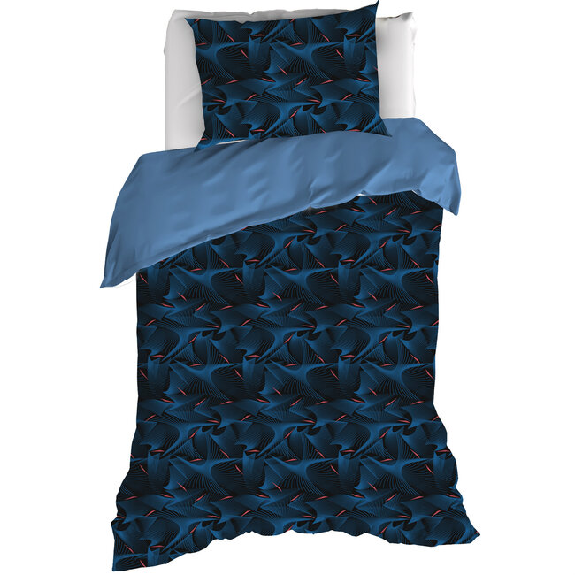 MerchandiseFever De Witte Lietaer Dekbedovertrek Cobra, Blue Fusion - Eenpersoons - 140 x 220 cm + 60 x 70 cm - Katoen Percal