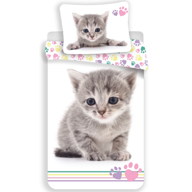 MerchandiseFever Animal Pictures Dekbedovertrek, Kitten - 140 x 200 cm + 70 x 90 cm - Katoen