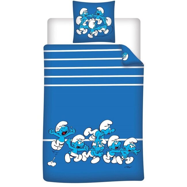 MerchandiseFever Smurfen Dekbedovertrek Blue - 140 x 200 cm / 65 x 65 cm - Katoen
