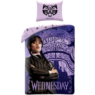 MerchandiseFever Wednesday Dekbedovertrek, Nevermore Academy - Katoen