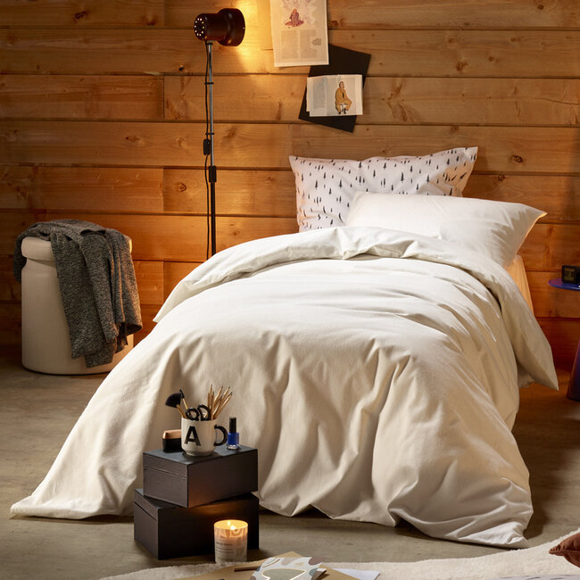 MerchandiseFever Moodit Dekbedovertrek, Freya Cream - 140 x 220 + 60 x 70 cm - Katoen Flanel