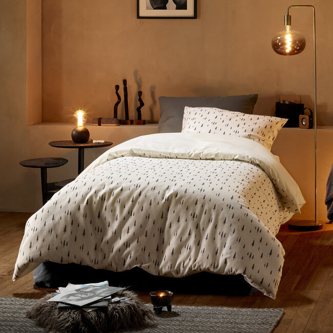 MerchandiseFever De Witte Lietaer Dekbedovertrek, Dentree Soft White - 140 x 220 cm + 60 x 70 cm - 100% Katoen Flanel
