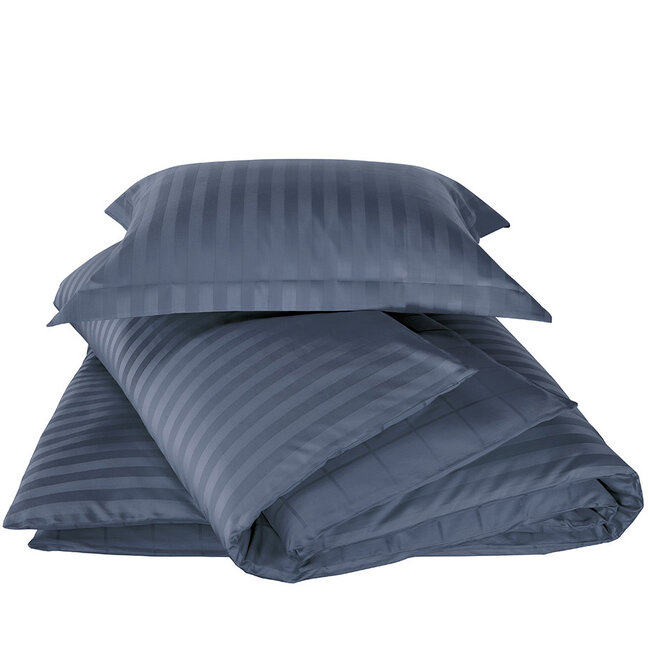 MerchandiseFever De Witte Lietaer Dekbedovertrek Katoen Satijn, Zygo Indigo - 140 x 220 + 60 x 70 cm