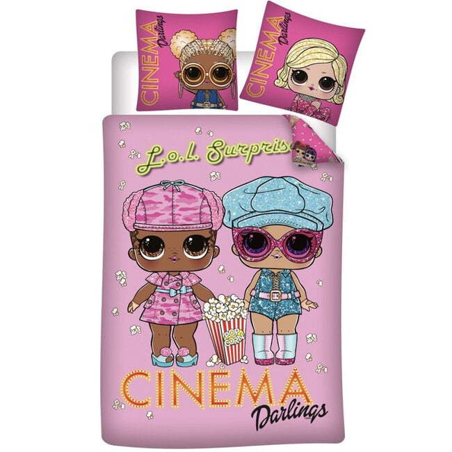 MerchandiseFever LOL Surprise! Dekbedovertrek,  Cinema Darlings- 140 x 200 cm / 63 x 63 cm - Polyester