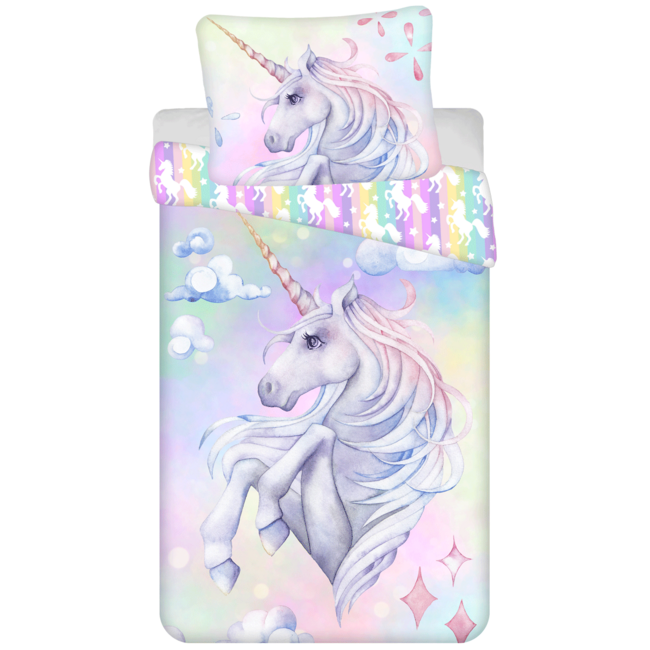 MerchandiseFever Sweet Home Dekbedovertrek, Unicorn - Eenpersoons - 140 x 200 + 70 x 90 cm - Katoen