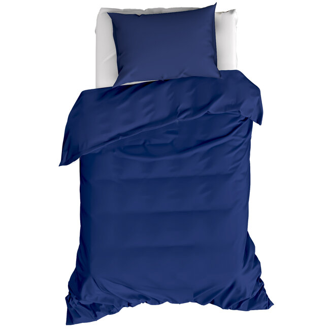 MerchandiseFever Moodit Dekbedovertrek, Basil Navy Bleu - 140 x 220 + 60 x 70 cm - Katoen