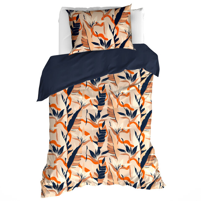 MerchandiseFever De Witte Lietaer Dekbedovertrek, Junglecat Dress Blues - 140x220 cm + 60x70 cm - Katoen Satijn