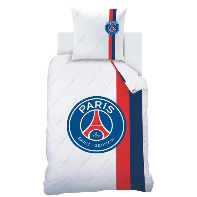 MerchandiseFever Paris Saint Germain Dekbedovertrek, Retro White - 140 x 200 cm + 63 x 63 cm - Katoen