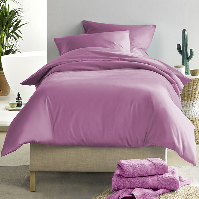 MerchandiseFever De Witte Lietaer Dekbedovertrek Katoen Satijn, Olivia Smoky Grape - 140 x 200/220 + 60 x 70 cm
