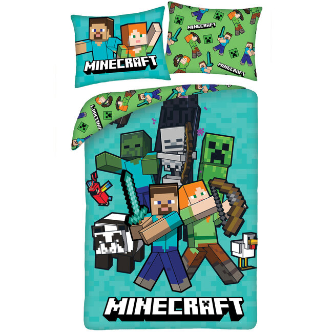 MerchandiseFever Minecraft Dekbedovertrek Fight Mode - 140 x 200 cm  / 70 x 90 cm - Polyester