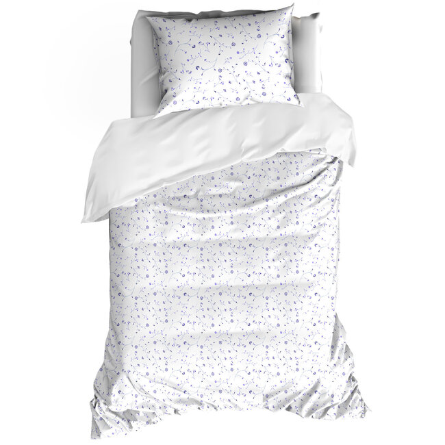 MerchandiseFever De Witte Lietaer Dekbedovertrek Lilia Porcelain - Eenpersoons - 140 x 200/220 + 60 x 70 cm - Katoen Percal