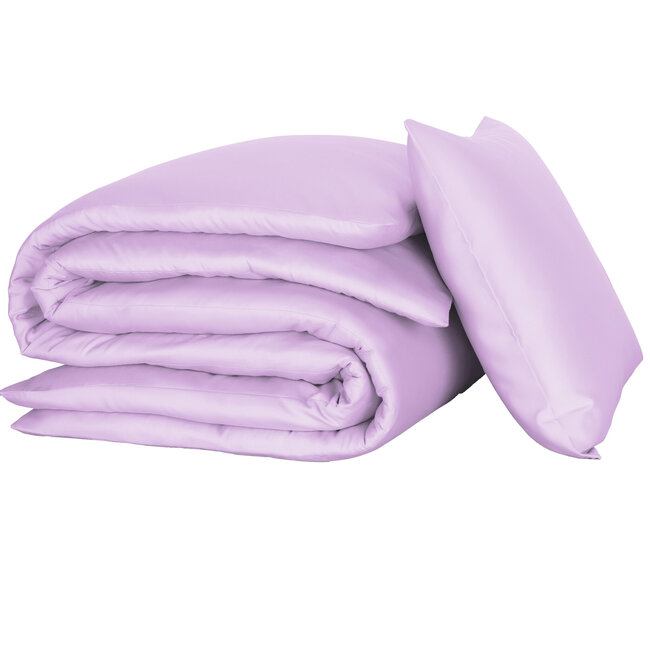 MerchandiseFever De Witte Lietaer Dekbedovertrek Olivia - Eenpersoons - 140 x 200/220 cm - Lila - Katoen Satijn