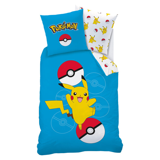 MerchandiseFever Pokemon Dekbedovertrek Pokeball  - 140 x 200 + 63 x 63 cm - Katoen
