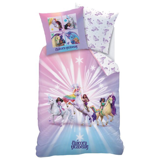 MerchandiseFever Unicorn Academy Dekbedovertrek Stars - 140 x 200 + 63 x 63 cm - Katoen