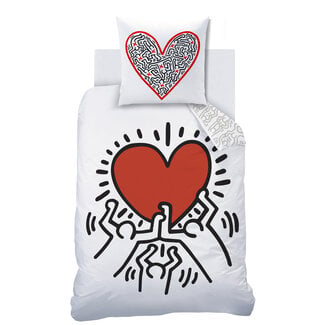 MerchandiseFever Keith Haring Dekbedovertrek Red Love - Katoen - Topkwaliteit