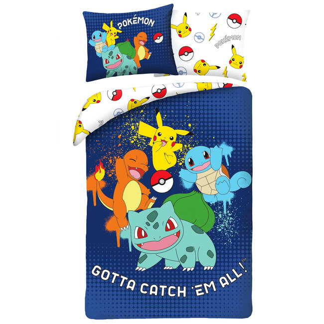 MerchandiseFever Pokemon Dekbedovertrek Catch - 140 x 200 cm  / 70 x 90 cm - Polyester