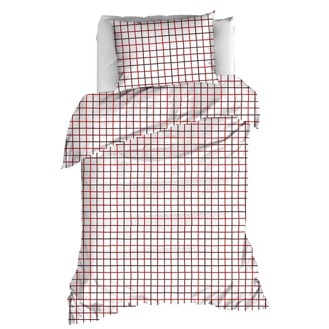 MerchandiseFever Moodit Dekbedovertrek Odil Rhombus Ruby Red - 140 x 200/220 + 60 x 70 cm - Rood - Katoen